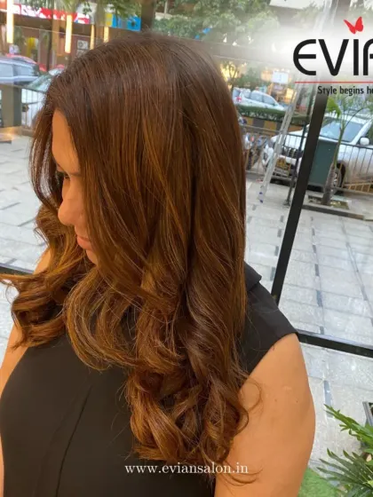 This side view shows how the balayage transitions smoothly from the natural root color. This technique ensures a low-maintenance style that grows out beautifully.