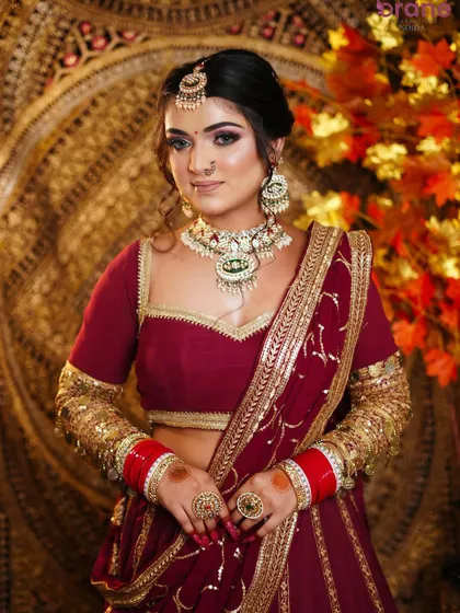 A full portrait of the bride, looking confident and radiant, ready for her big day.