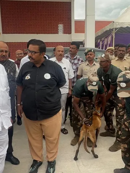 With the Forest Minister and our K9 unit at Bandipur. This collaboration is vital for wildlife conservation and anti-poaching efforts.