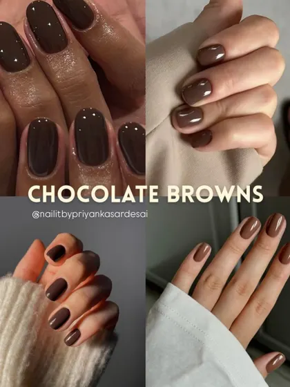 A trend focus on "Chocolate Browns." This collage shows how rich, warm brown tones are a sophisticated and chic choice for any season.