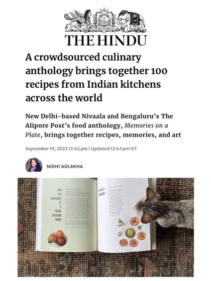 Our book was featured in The Hindu, which highlighted our crowd-sourced approach to capturing the diversity of Indian kitchens.