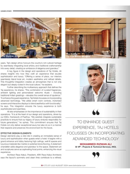 A snippet from a feature in BW Hotelier magazine. Here, I discuss how we honor a country's cultural heritage by seamlessly integrating local artistry and traditional craftsmanship into our modern hotel designs.