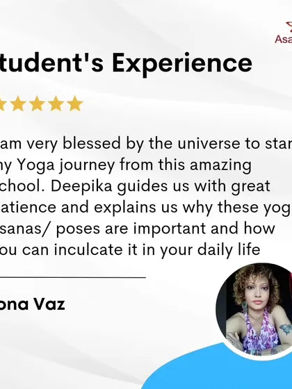 Iona Vaz expresses her gratitude for the patient guidance and for learning the 'why' behind each yoga pose and how to incorporate it into daily life.