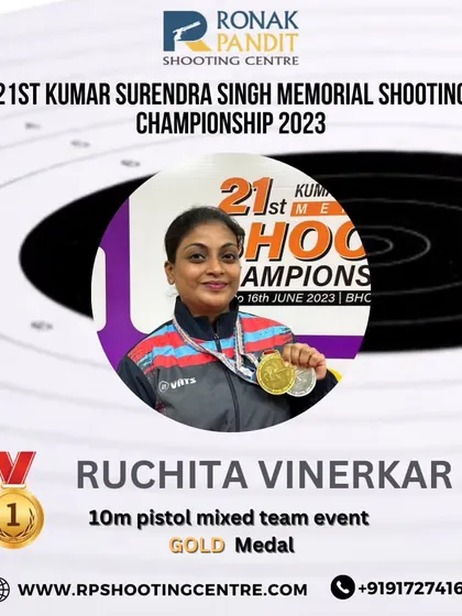 After a brilliant individual score, Ruchita Vinerkar wins Gold in the 10m pistol mixed team event at the 21st Kumar Surendra Singh Memorial Shooting Championship.