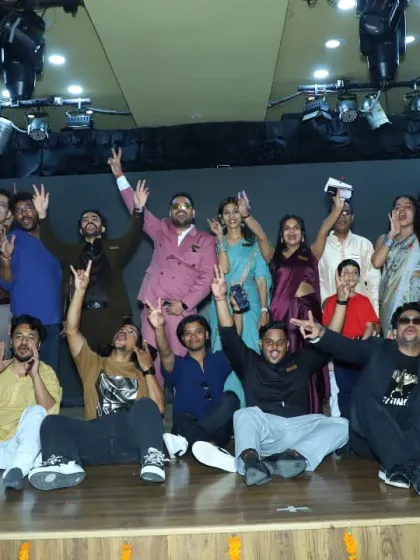 The entire team and performers celebrating together on stage. The Dhwani Kala Mahotsav is a testament to our collective spirit and the joy we find in music and dance.