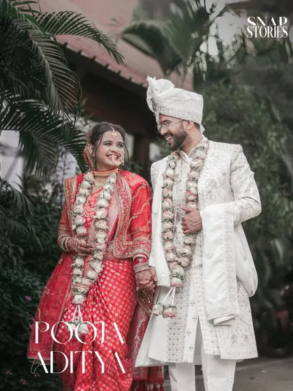 A happy couple walks hand-in-hand after their ceremony. We capture the joy and excitement of your first moments as a married couple.