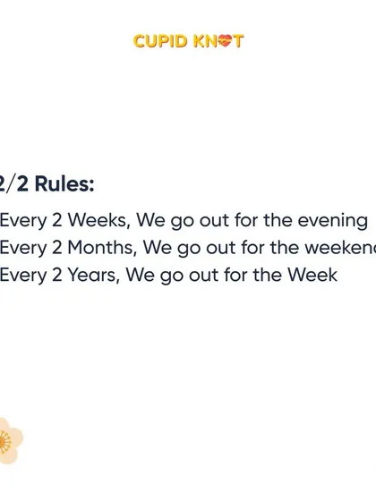 The rule is simple: a date night every 2 weeks, a weekend away every 2 months, and a week-long vacation every 2 years.