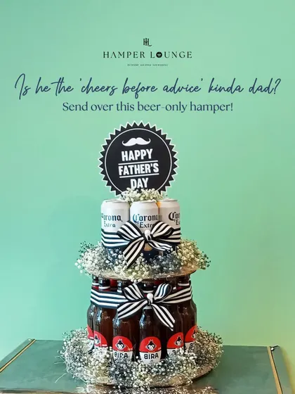 Gifting for men can be fun and creative. For Father's Day, I designed this unique two-tier "beer cake" using his favorite brands, Corona and Bira, accented with delicate baby's breath. It’s a playful and memorable way to raise a toast to Dad.