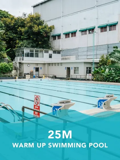 Our 25m warm-up swimming pool is perfect for drills, lessons, and shorter laps. It's a key part of our versatile facility.