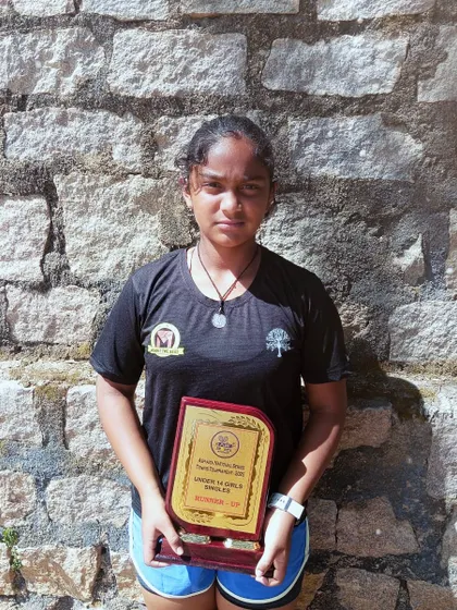 Another shot of Eshita after reaching her first final of the year at the NS U-14 in Hyderabad.