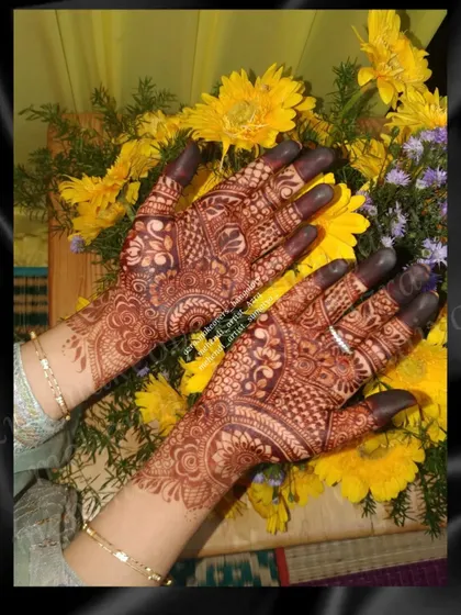 Another view of the detailed non-bridal design, showcased against a beautiful floral background.