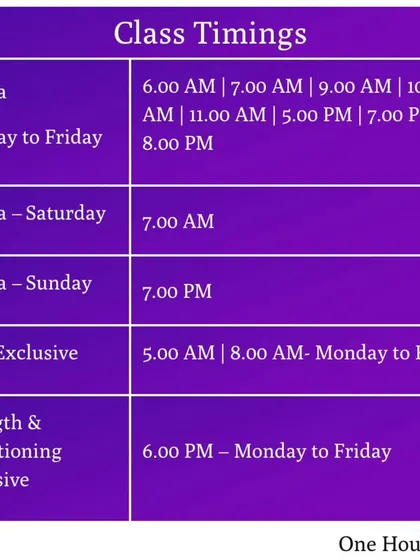 Fitness that fits your life. We offer 11 live batches from early morning to late evening, including Zumba, Yoga, and Strength Training, so you can always find a time to work out, no matter how busy your schedule is.