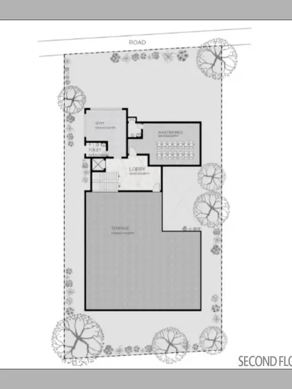 The second-floor plan for ALTURA includes a home theatre and a large terrace. This level is designed for entertainment and leisure, providing dedicated spaces for recreation.