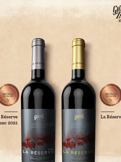 Our La Réserve collection consistently wins accolades. Here, our La Réserve Blanc and La Réserve 2020 are shown with their bronze medals from the prestigious HKIWSC awards.