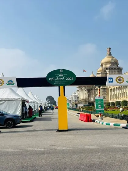 The entrance arch I designed and built for the EV Expo in front of the Vidhan Soudha. This project required a professional and impressive setup suitable for a high-profile government event.