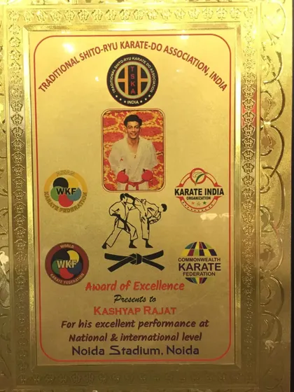 An Award of Excellence presented to my student Rajat Kashyap for his outstanding performance at the national and international levels. This recognition validates his hard work and opens doors for his future.
