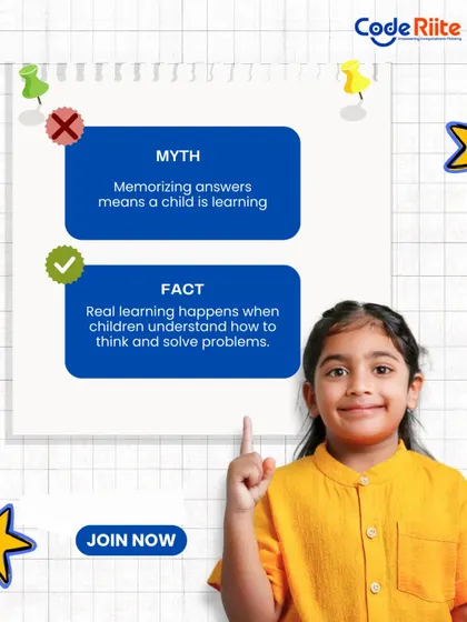 We focus on teaching children how to think, not just what to memorize. This image shows our core belief: true learning happens when kids understand how to solve problems, a skill that lasts a lifetime.