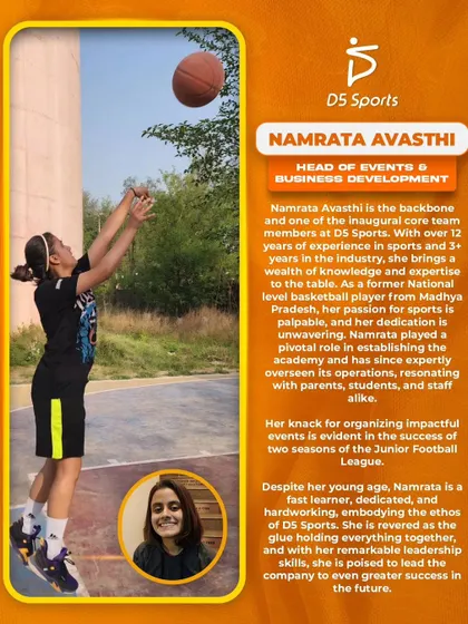 Meet Namrata Avasthi, our Head of Events & Business Development. A former national-level basketball player, she is the backbone of our operations and a key leader in our team.