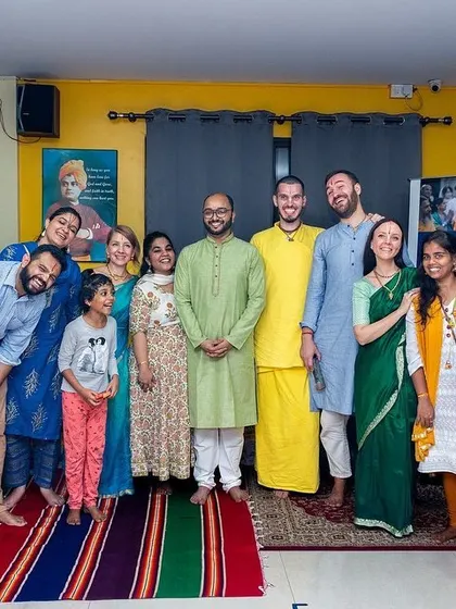 A group photo from our successful Bhakti Immersion Kirtan event, hosted in collaboration with Bhakti Marga devotees. It was a joyous occasion filled with divine music and shared spiritual energy.