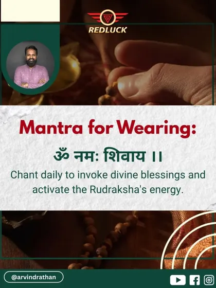 The mantra for wearing the 19-Faced Rudraksha is "Om Namah Shivaya." Chanting this daily invokes the blessings of the divine trinity and activates the bead's powerful protective and prosperity-granting energies.