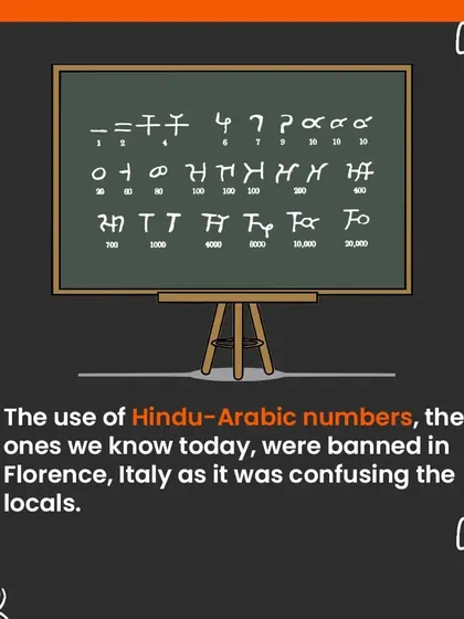 The Hindu-Arabic numerals we use today were once banned in Florence, Italy. The system was considered too confusing for locals and merchants compared to the familiar Roman numerals.