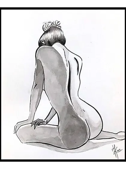 This ink wash illustration captures the elegant lines of the female form. The piece is about embracing both the gentle soul and the wild heart that can exist within a person.
