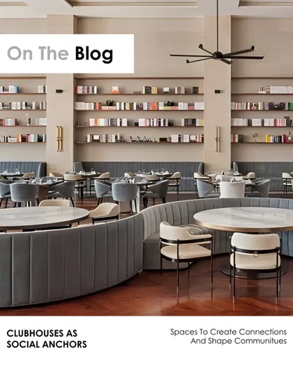 Our blog explores how clubhouses serve as social anchors in dense urban developments. This image from the Elevate Clubhouse illustrates the concept, showing a space designed not just for function, but to foster human connection and build community.