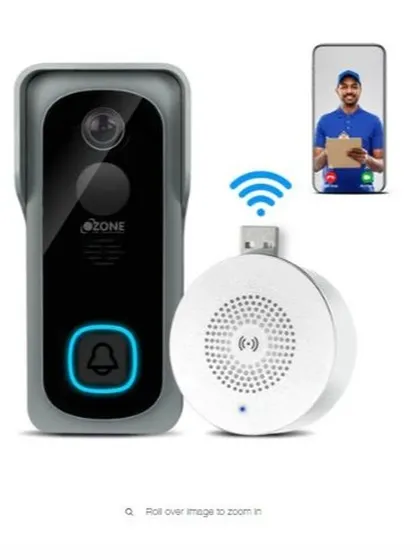 The Ozone WDB Video Doorbell system includes a wireless indoor chime. This ensures you hear the bell inside your home even if your phone is not nearby, while also connecting via Wi-Fi for remote answering.