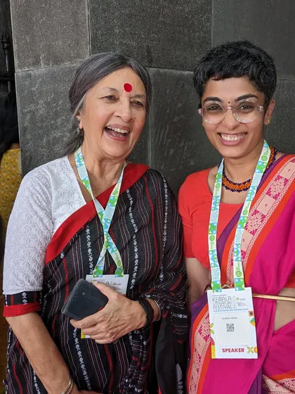A joyful moment with author Brinda Karat at the Kerala Literature Festival. These events are a fantastic opportunity to meet and learn from inspiring women.