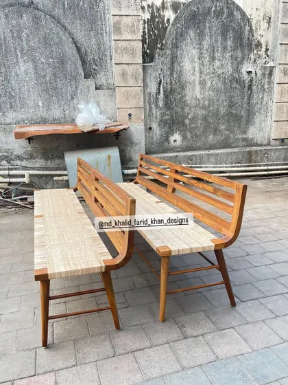 A different perspective on the pair of benches.