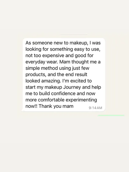 This feedback from a beginner is exactly why I teach. She was looking for an easy, everyday makeup routine and left the class feeling confident and comfortable to experiment on her own.