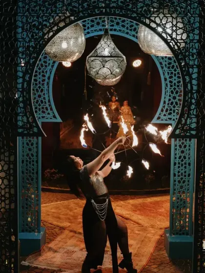 Fire dancers create a dramatic and thrilling spectacle for an Arabian-themed Sufi night. We incorporate unique performance artists to enhance the theme and provide guests with an unforgettable cinematic experience.
