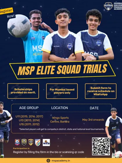 MSP Elite Squad Trials are here for U11, U13, and U15 players. Scholarships are available for top performers.