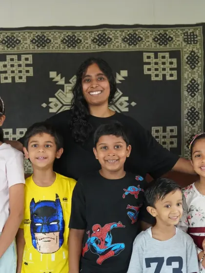 A group of our younger students with their teacher. We create a nurturing environment where kids can learn and grow together.
