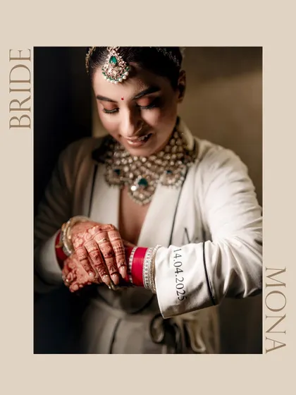 A unique and personal detail shot of the bride's getting-ready robe, with her wedding date embroidered on the cuff. It's these small details that make a wedding story special.