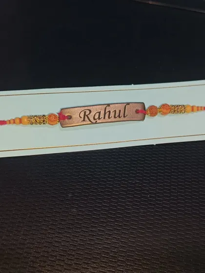 The vegan leather name Rakhi, a modern and personal twist on a traditional symbol of love.