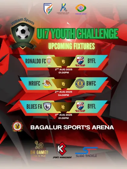 Upcoming fixtures for the U17 Youth Challenge, with our Blues FA team set to play against BYFL.