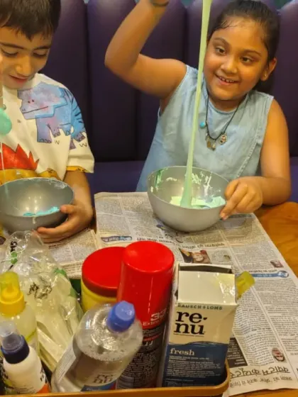 Time to get a little messy with our slime-making station. This hands-on activity lets kids mix their own slime, choosing colors and textures for a fun, sensory experience.