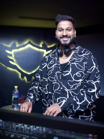 A smiling shot from my gig at Big Pitcher Indiranagar. I believe a DJ's positive energy is contagious and essential for a great party.