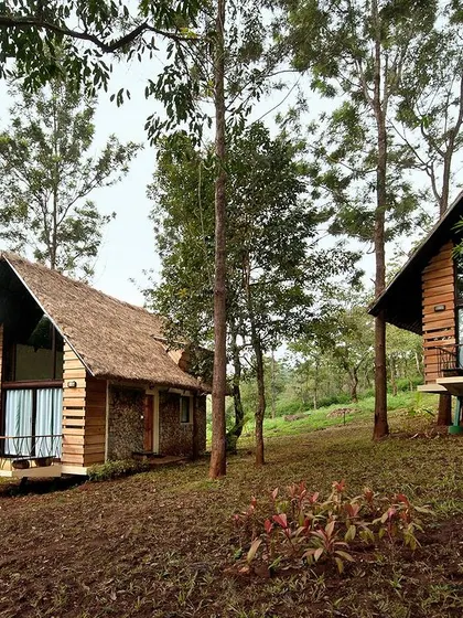 Two cottages at Gorukana, showcasing how the structures are placed to ensure privacy and views. The design follows the natural contours of the land, minimizing disruption to the ecosystem.