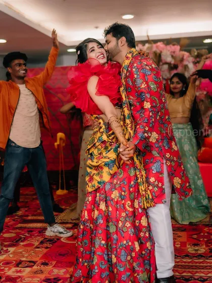 The energy of a Mehendi and Sangeet is infectious. I design spaces that encourage dancing and celebration, with vibrant colours and dynamic backgrounds that come alive with the guests.