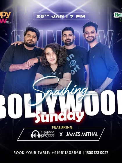For this "Smashing Bollywood Sunday," I collaborated with the band 'A Square Project'. Combining a live band with a DJ set adds a unique, powerful dimension to the music.
