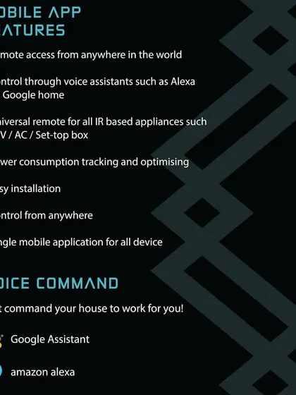 My mobile app is a universal remote for your home. It offers remote access, voice control integration with Alexa and Google Home, power tracking, and control for all your IR-based appliances like TVs and ACs.