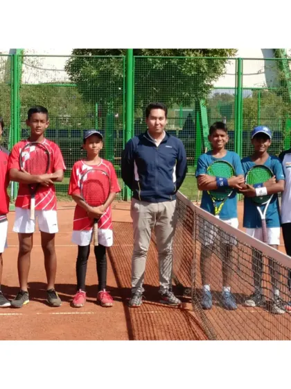 The Indian contingent at the ITF Asia 12 & Under Team Competition Finals. Our players learn to compete not just as individuals, but as a team, representing their country with pride and determination.