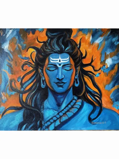 The full "Shiva - The Fire & The Ocean" painting, presented clearly for you to see.