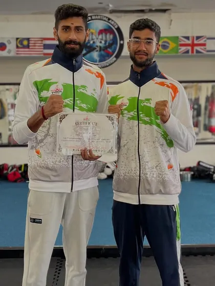 Another one of my dedicated fighters with his certificate after competing internationally for Team India.
