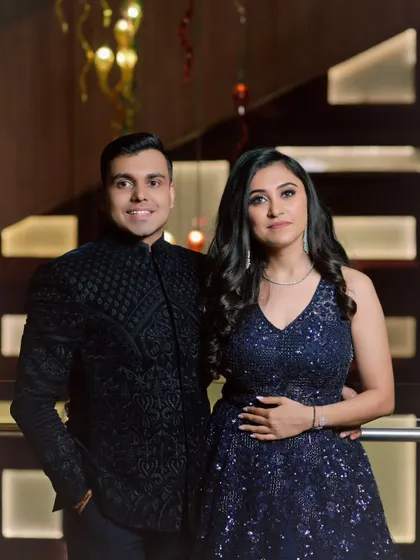 A lovely portrait of Aakash and Prarthana at their engagement ceremony. We focus on making couples feel comfortable, which results in natural and happy photographs.