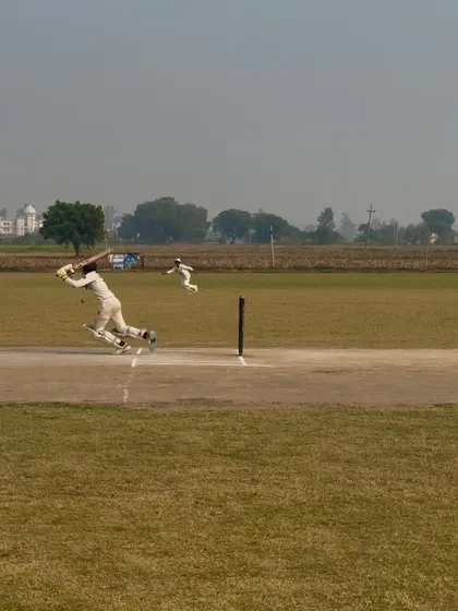 An acrobatic shot from Sagar, showing his range of skills.