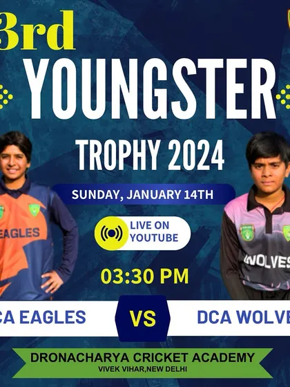 Match-up graphic for a game between DCA Eagles and DCA Wolves.