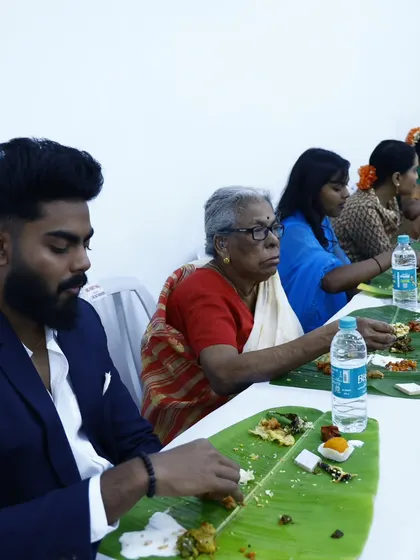 Guests from different generations enjoying our traditional food together, a common sight at the family functions we cater.